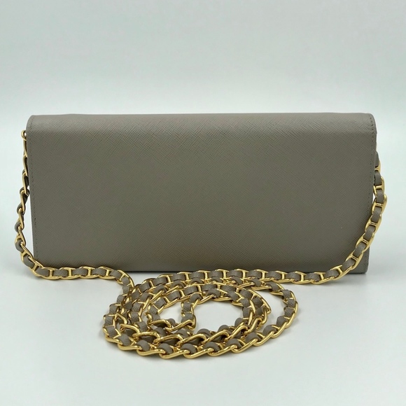 ❤️SOLD❤️ PRADA Saffiano Metal Chain Wallet Gray - Picture 2 of 8